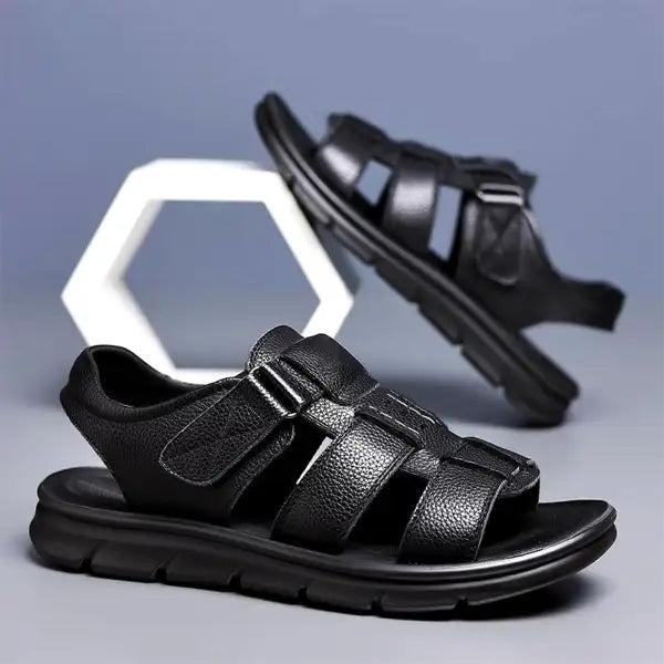 Sandalias en cuero negro 100%