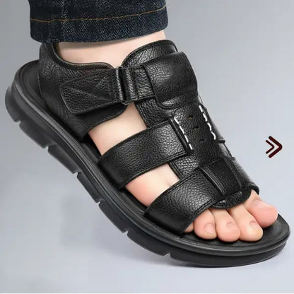 Sandalias en cuero negro 100%