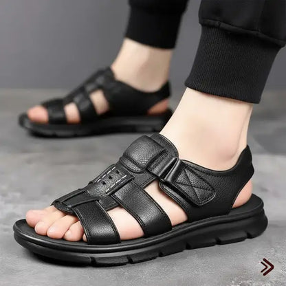 Sandalias en cuero negro 100%