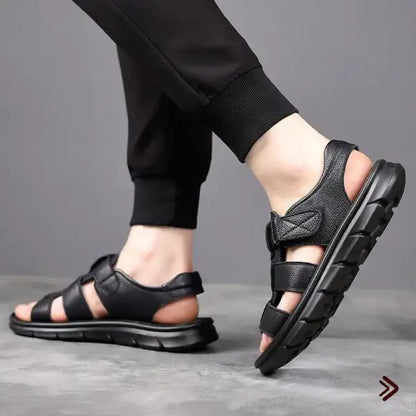 Sandalias en cuero negro 100%