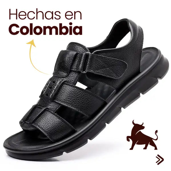 Sandalias en cuero negro 100%
